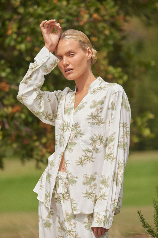 Maggie Pyjama Set - Long - Vintage Palm - Olive