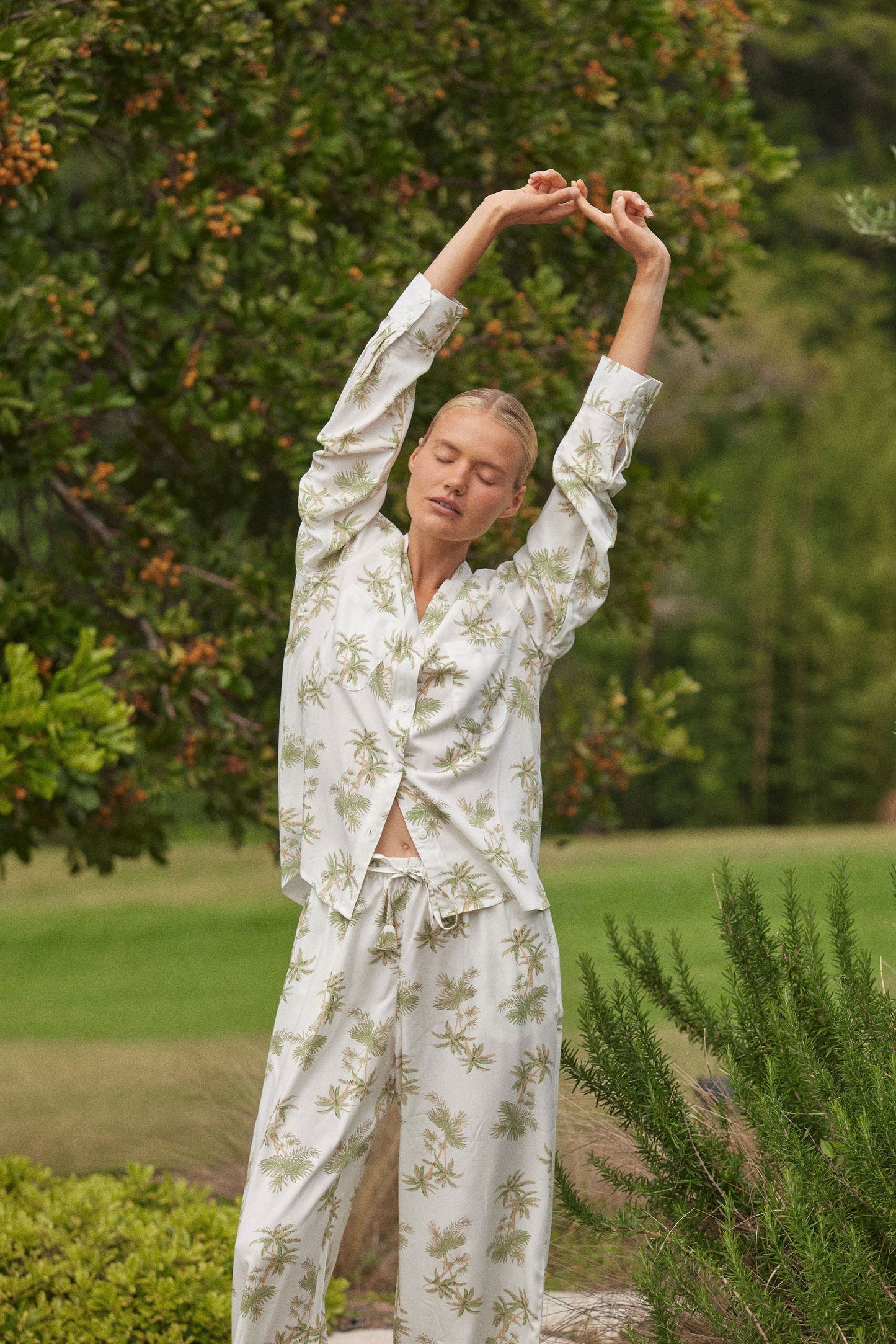 Maggie Pyjama Set - Long - Vintage Palm - Olive