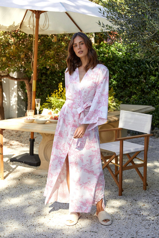 Alice Kimono Robe - Long - Summer Toile - Pink