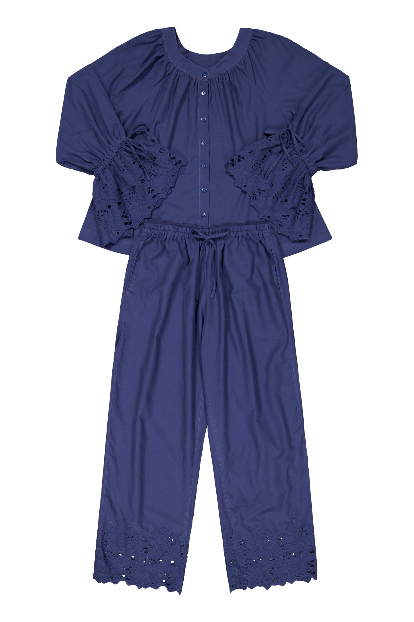 Claire Lounge Set - Cotton Embroidery - Twilight Blue
