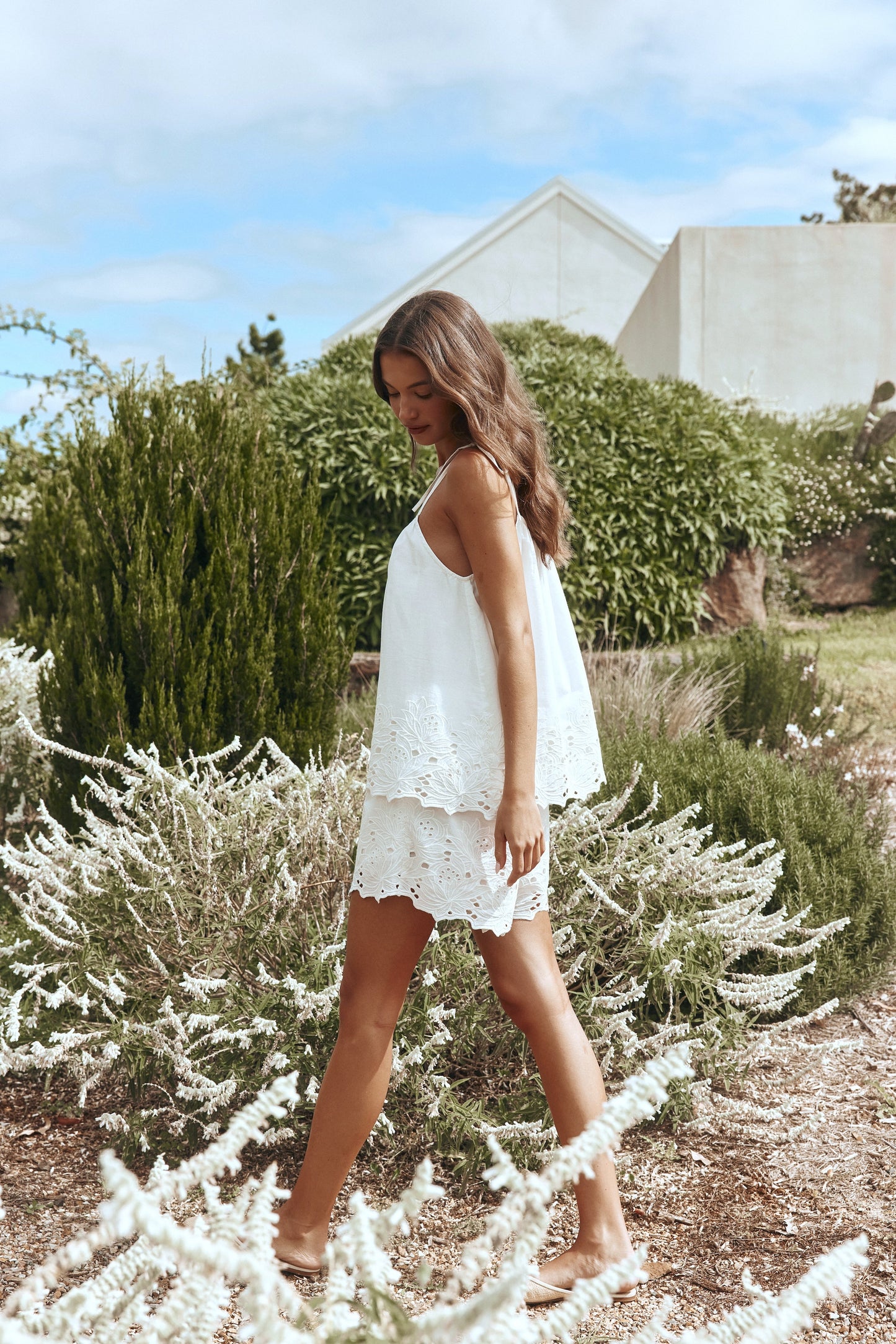 Lucy Lounge Set - Cotton Embroidery - Vanilla