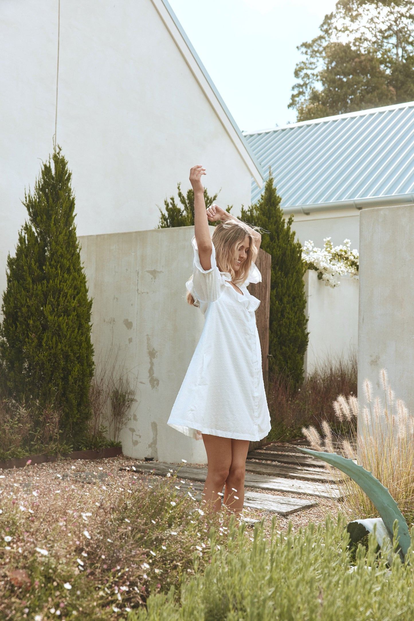 Jemima Nightie - White - Cotton Swiss Dot