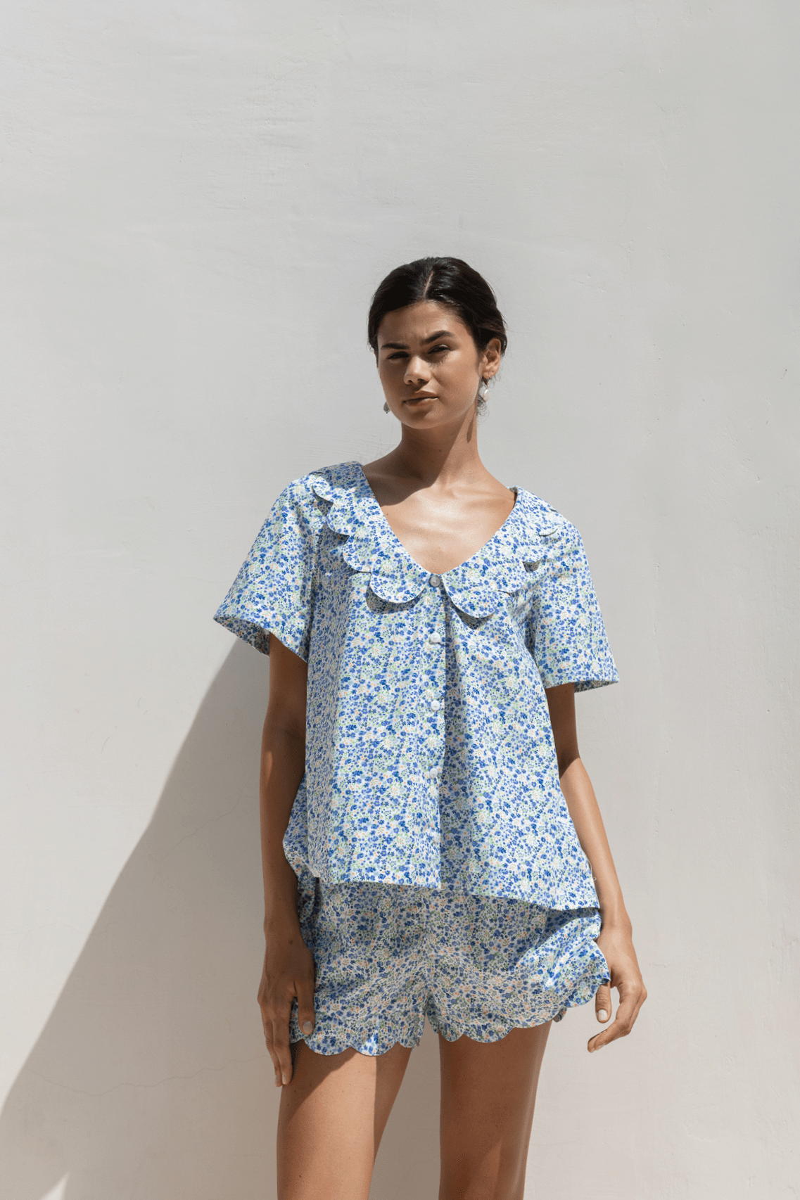 Penelope Sleep Set - Cotton - Floret Blue