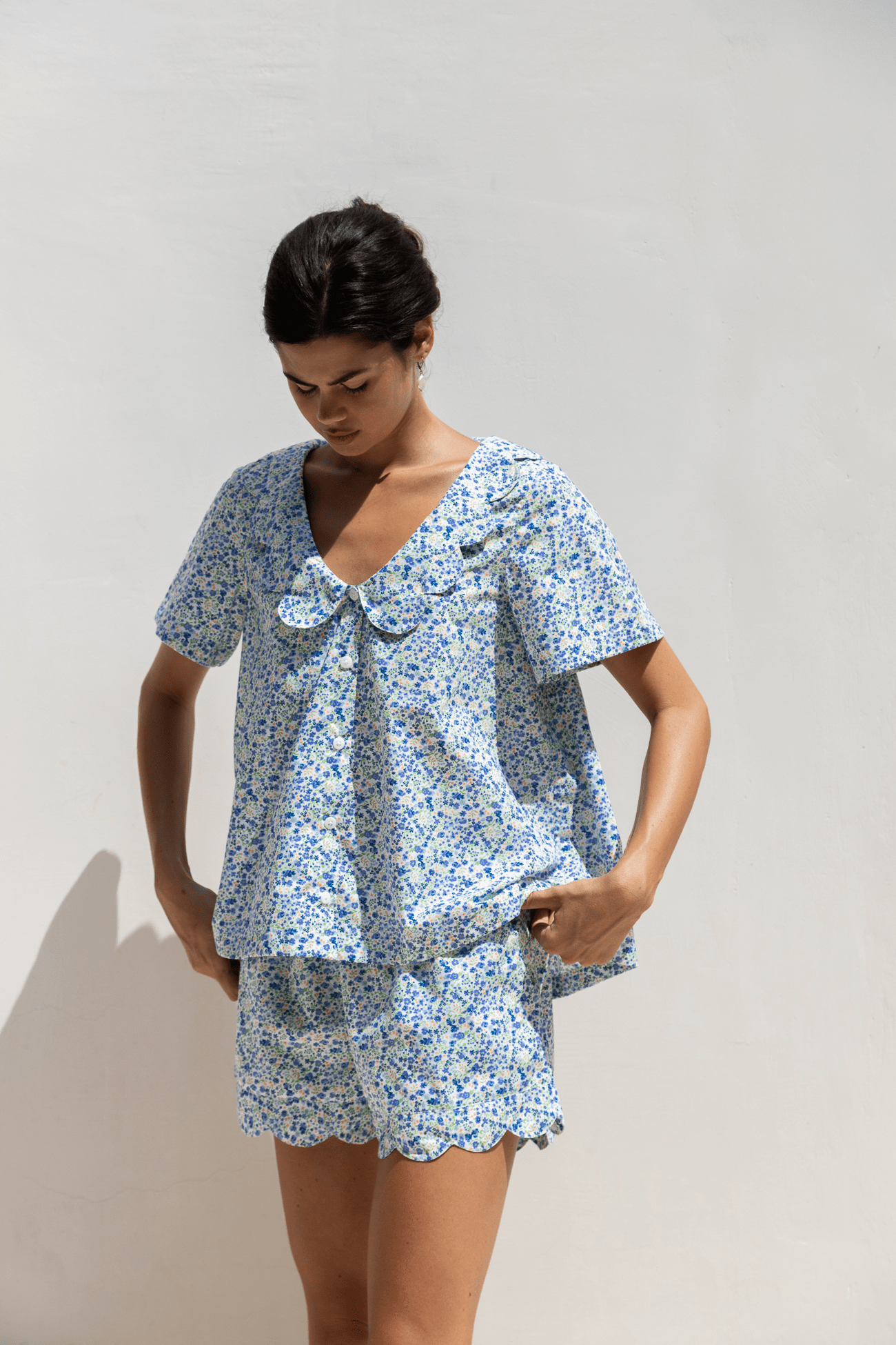 Penelope Sleep Set - Cotton - Floret Blue