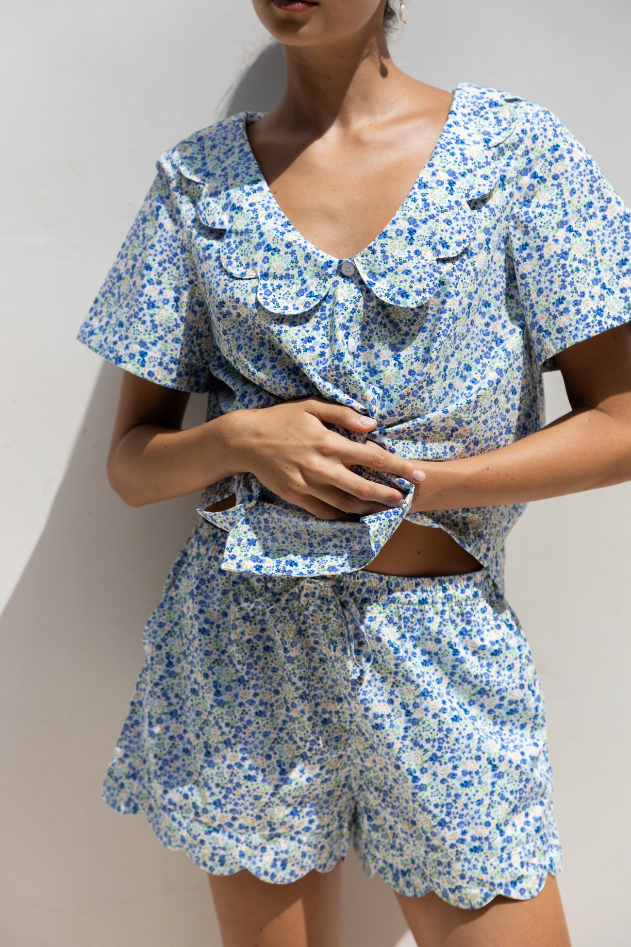 Penelope Sleep Set - Cotton - Floret Blue