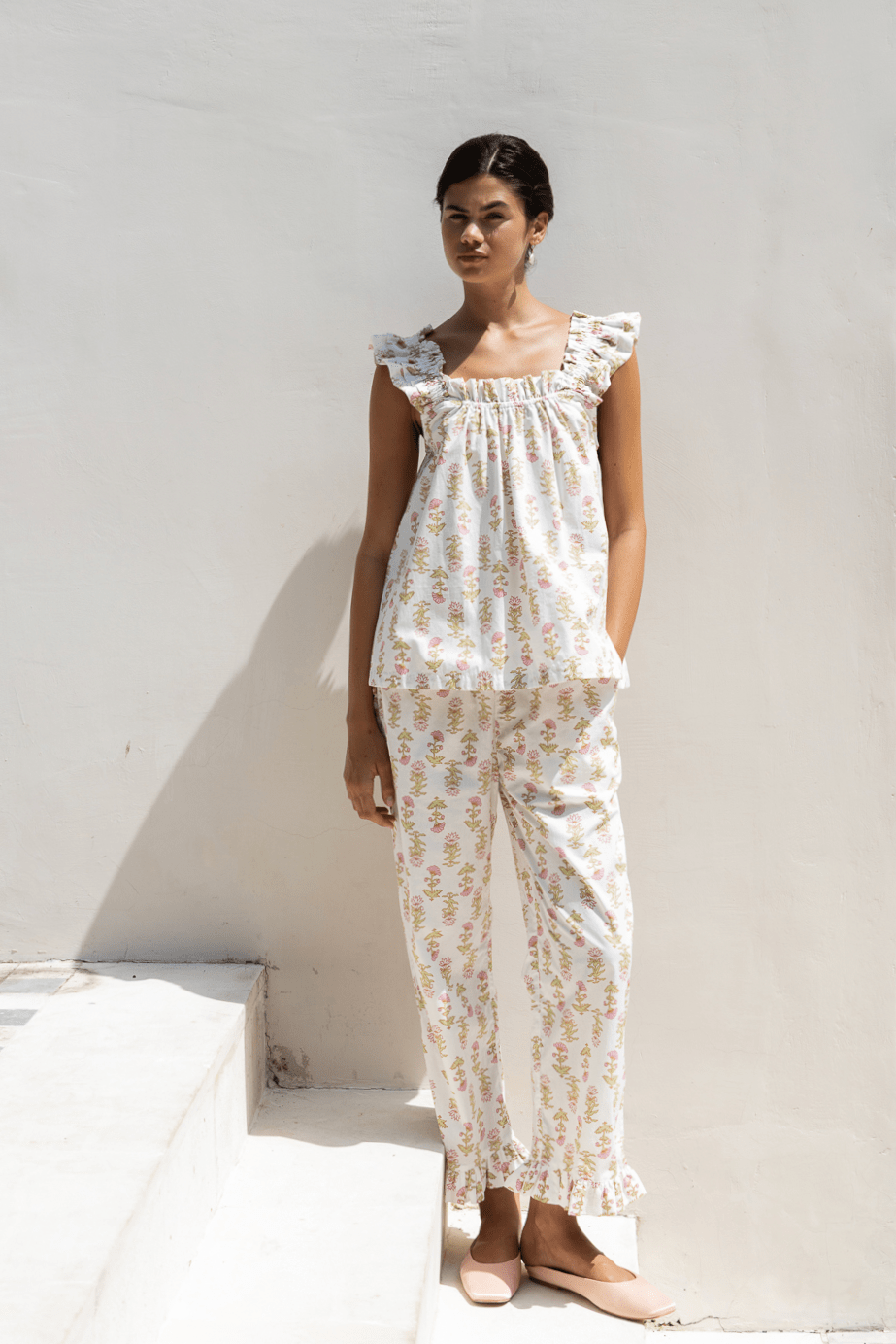 Nicolette Sleep Set - Pants - Cotton - Lotus Flower