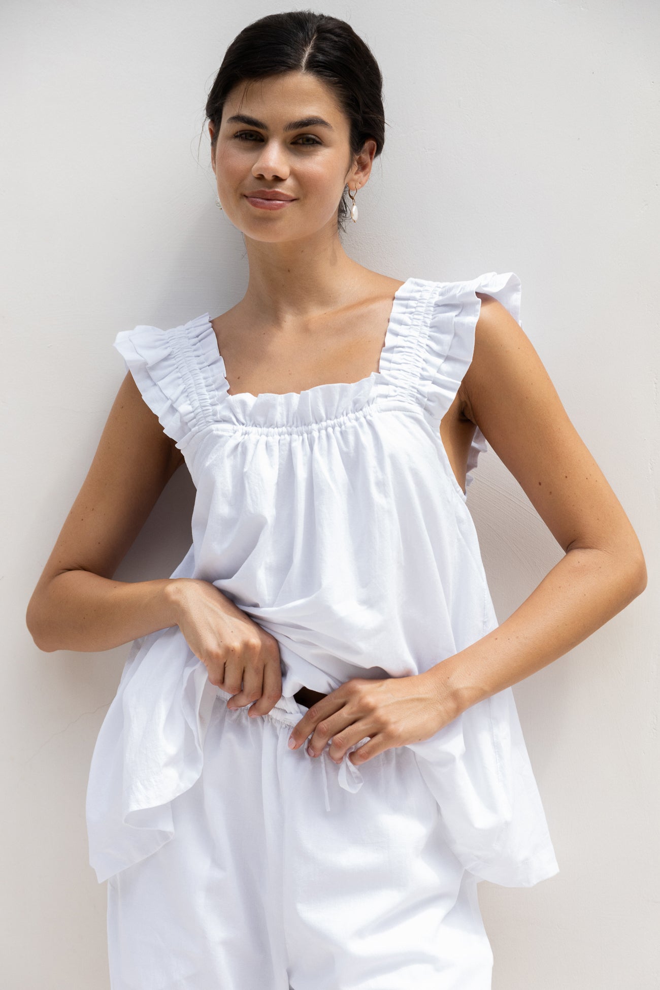 Nicolette Sleep Set - Pants - White Cotton Grass