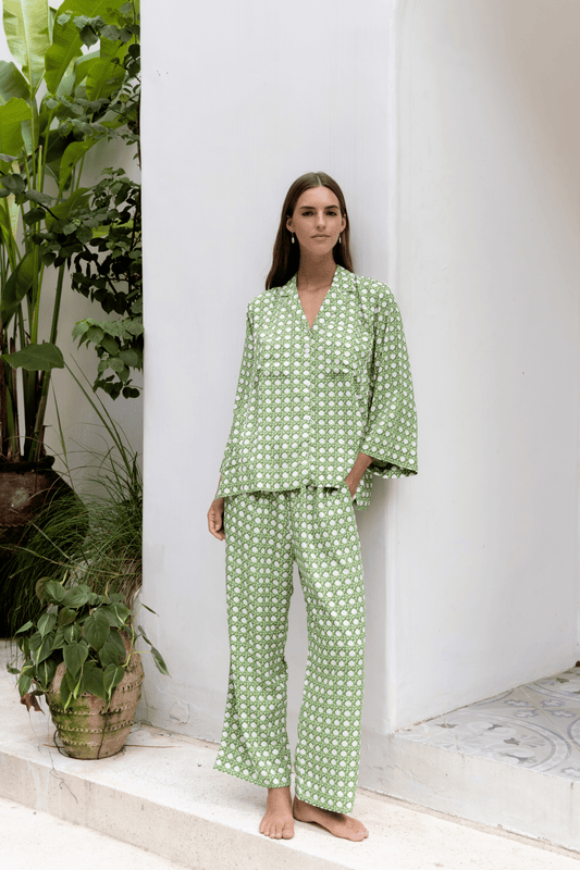 Peta Sleep Set - Long - ECOVERO™ - Rattan Green