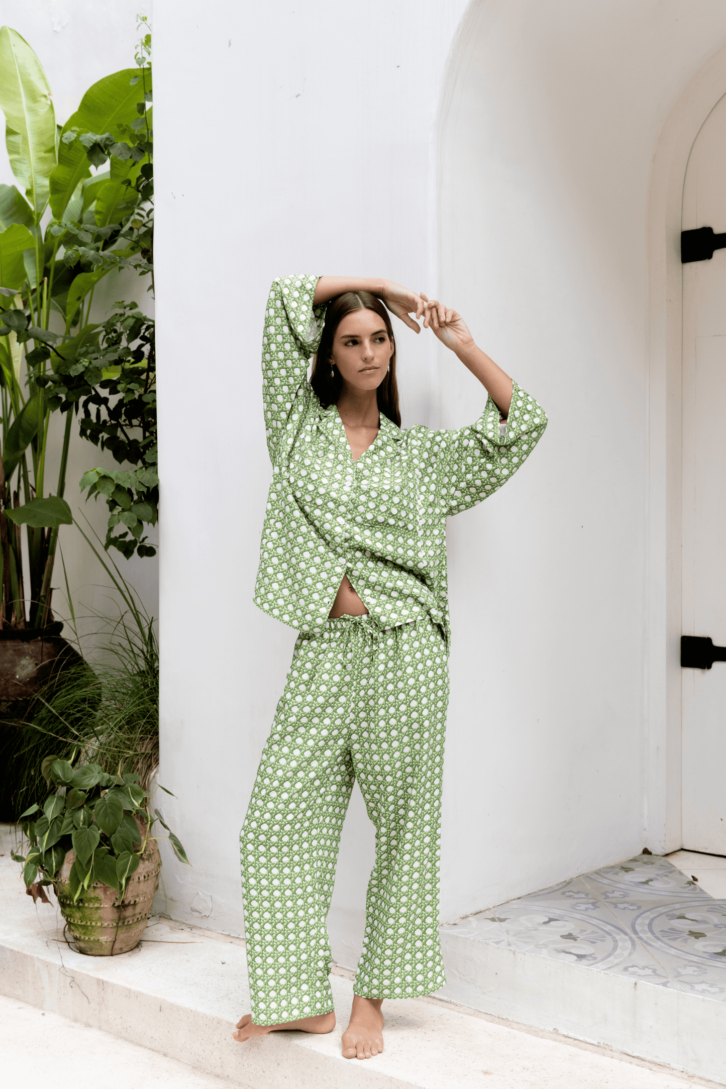 Peta Sleep Set - Long - ECOVERO™ - Rattan Green