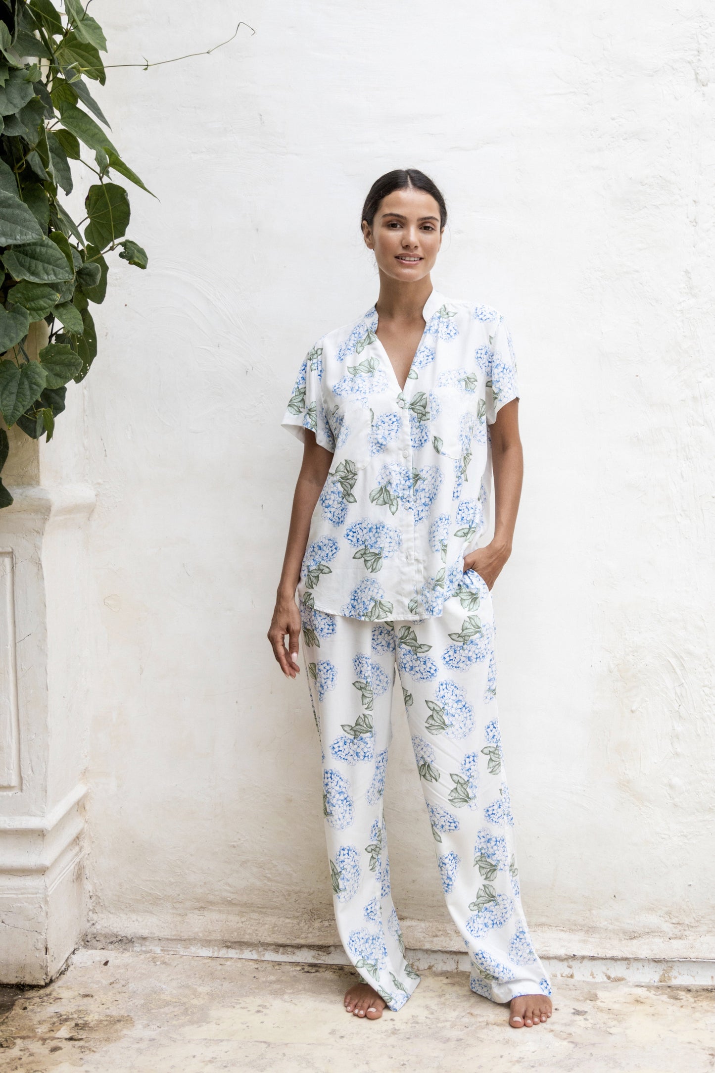 Maggie Pajama Set - Long Pants - Hydrangea Blue