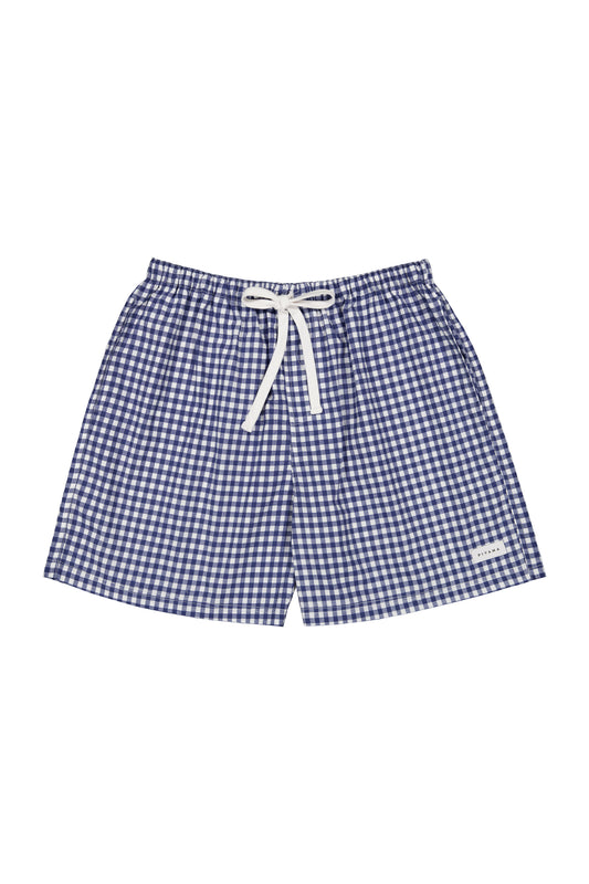 Mens Boxer Shorts - Gingham - Navy Blue