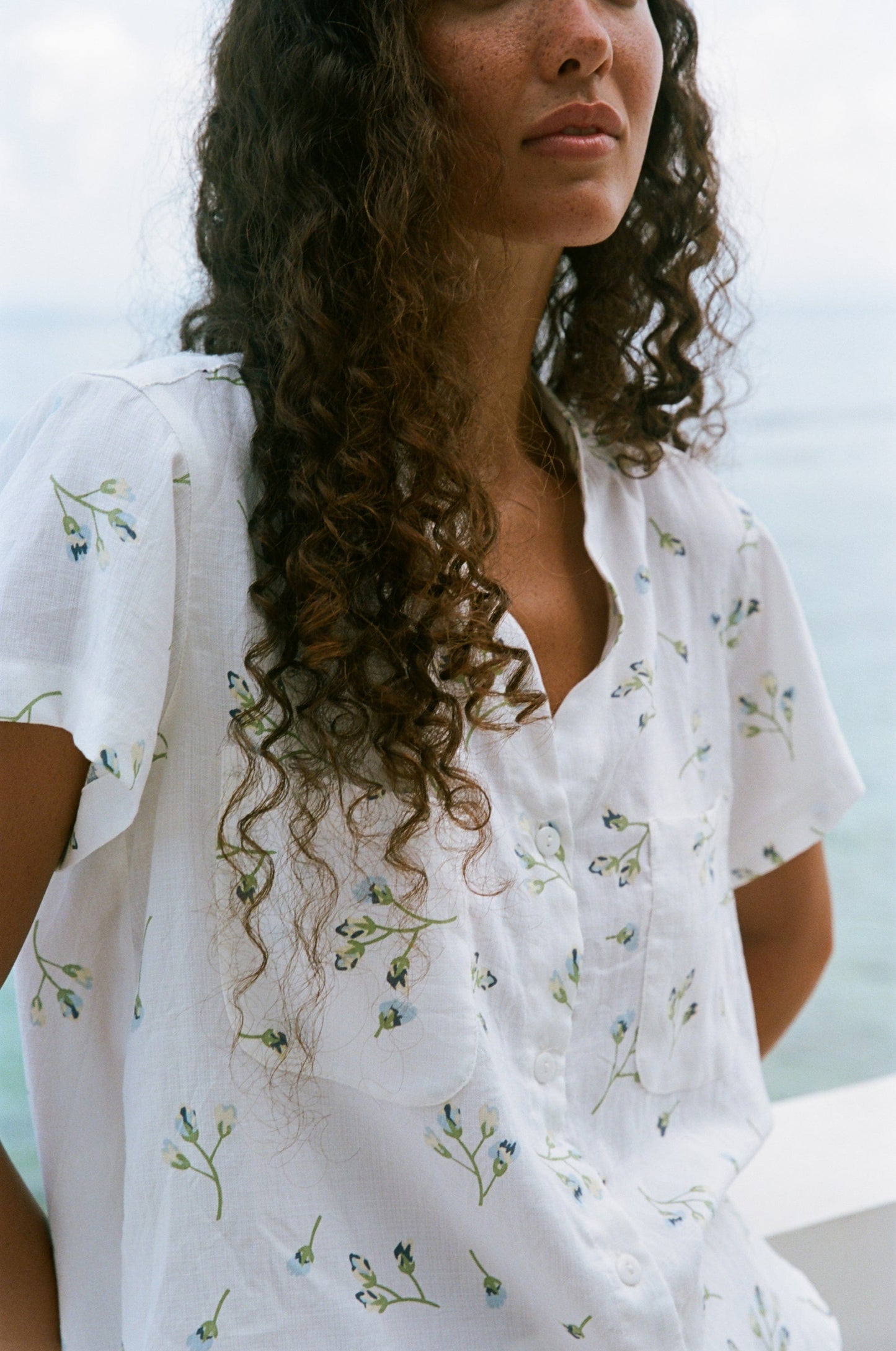 Maggie Pajama Set - Long Pants - Lyocell Linen - Bluebell