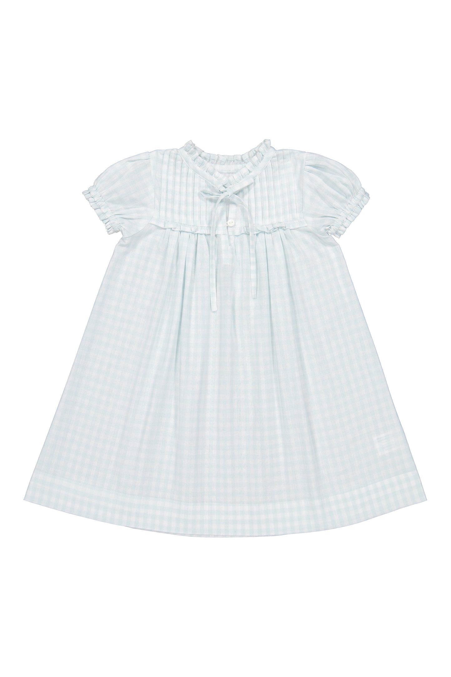 Girls Lounge Dress - Gingham Pale Blue