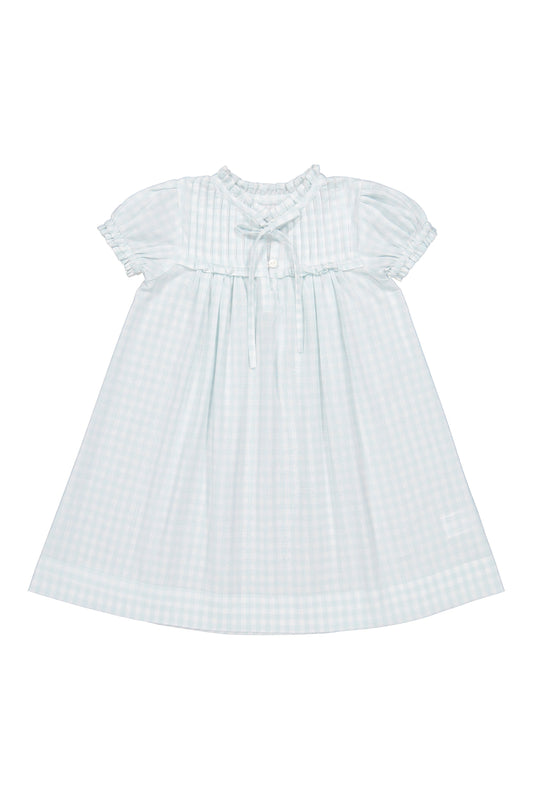 Girls Lounge Dress - Gingham Pale Blue