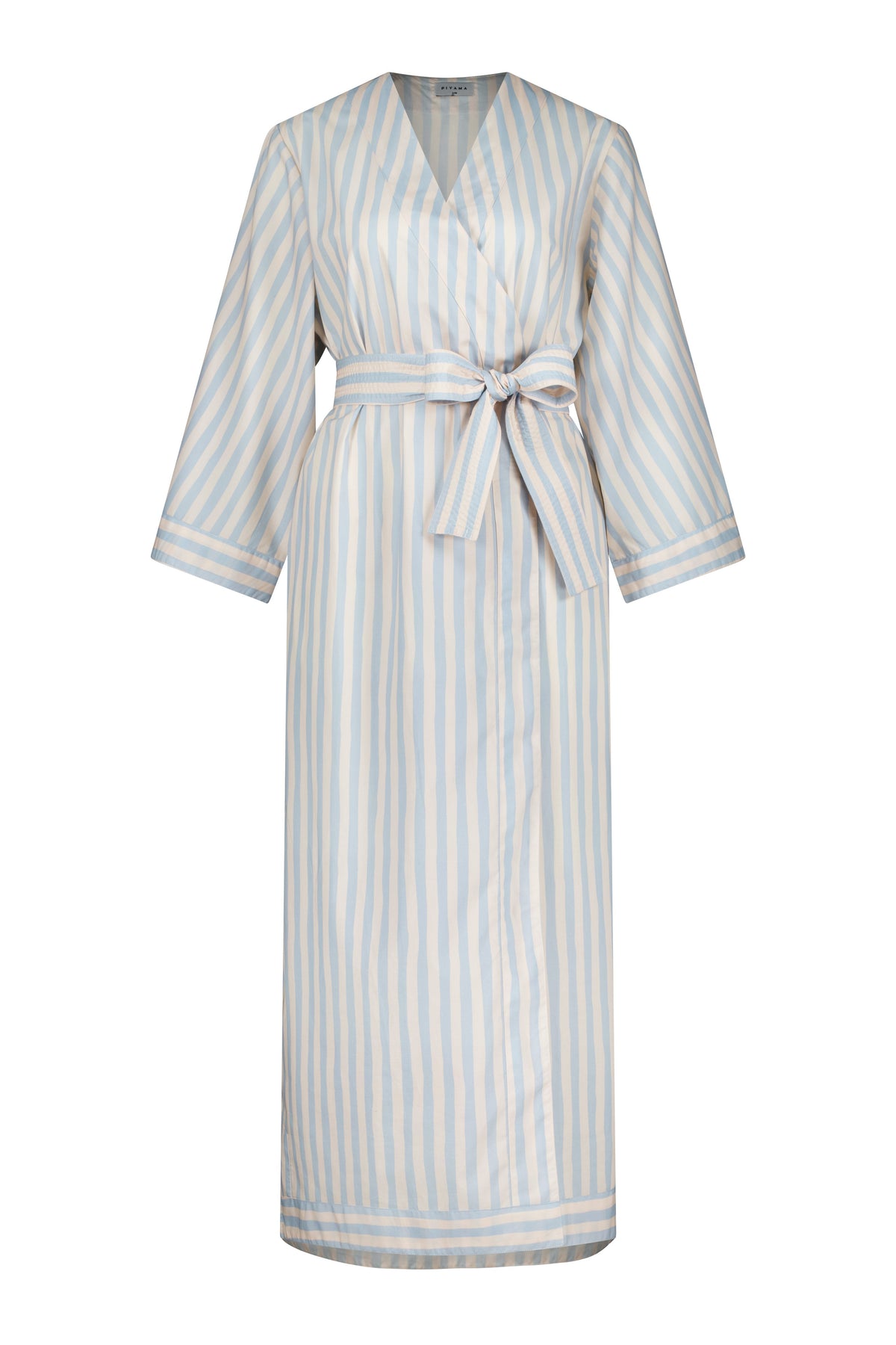 Alice Kimono Robe - Freehand Stripe - Milky Blue