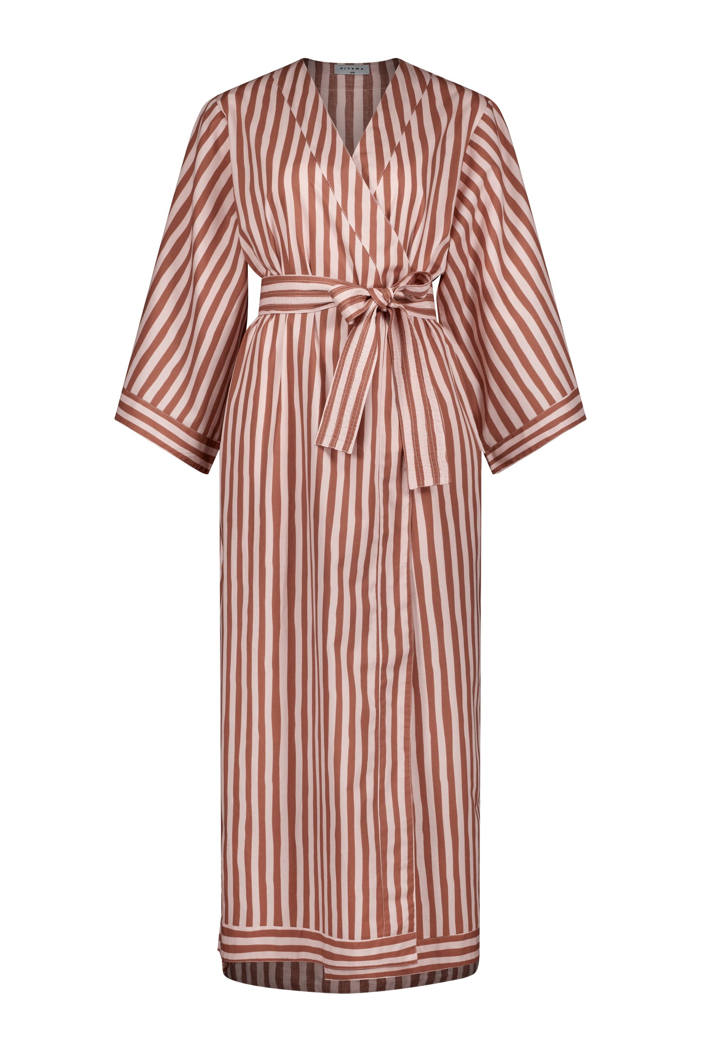 Alice Kimono Robe - Cotton Modal - Stripe Mocha