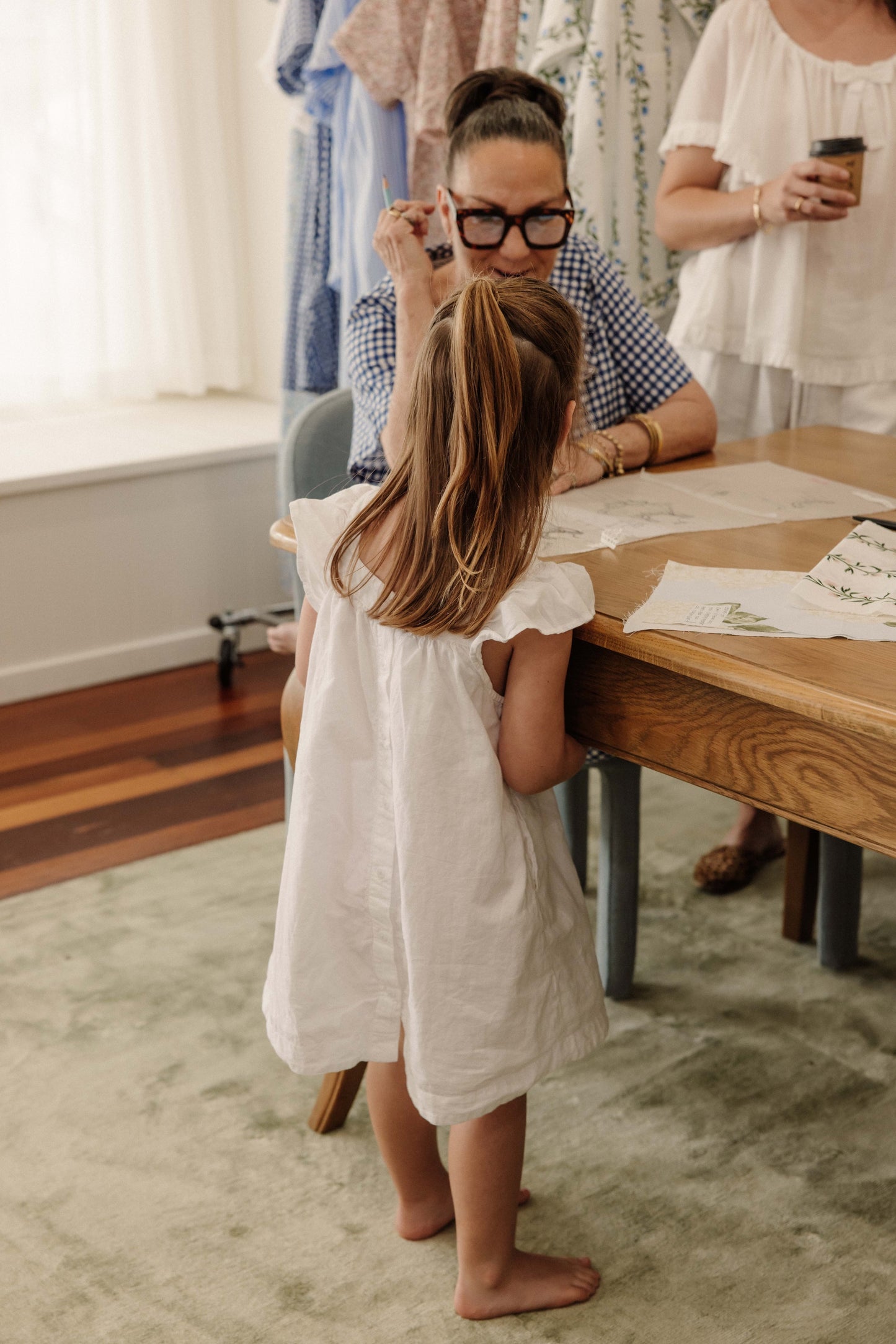 Girls Harriet Lounge Dress - White Washed Cotton