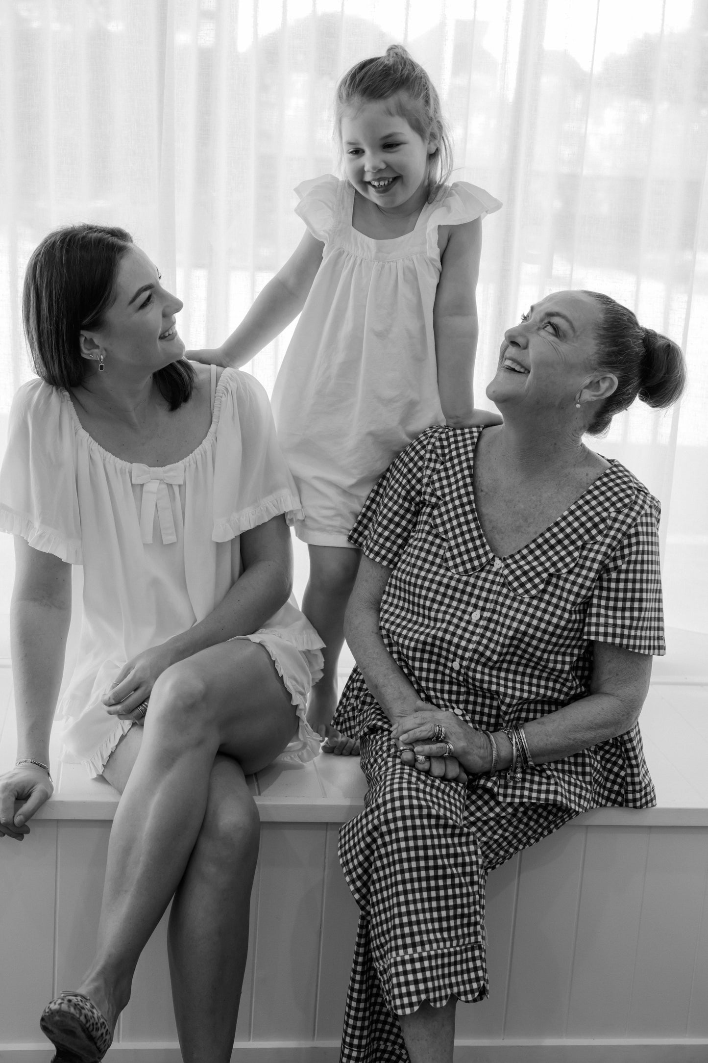 Girls Harriet Lounge Dress - White Washed Cotton