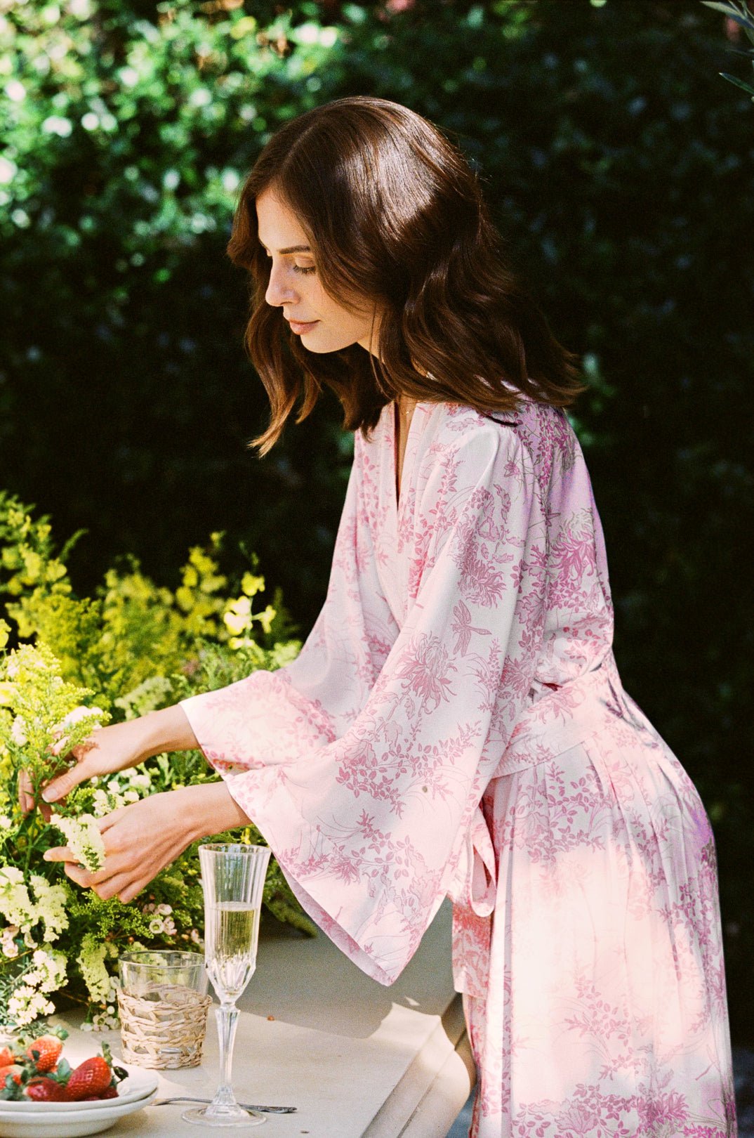 Alice Kimono Robe - Long - Summer Toile - Pink