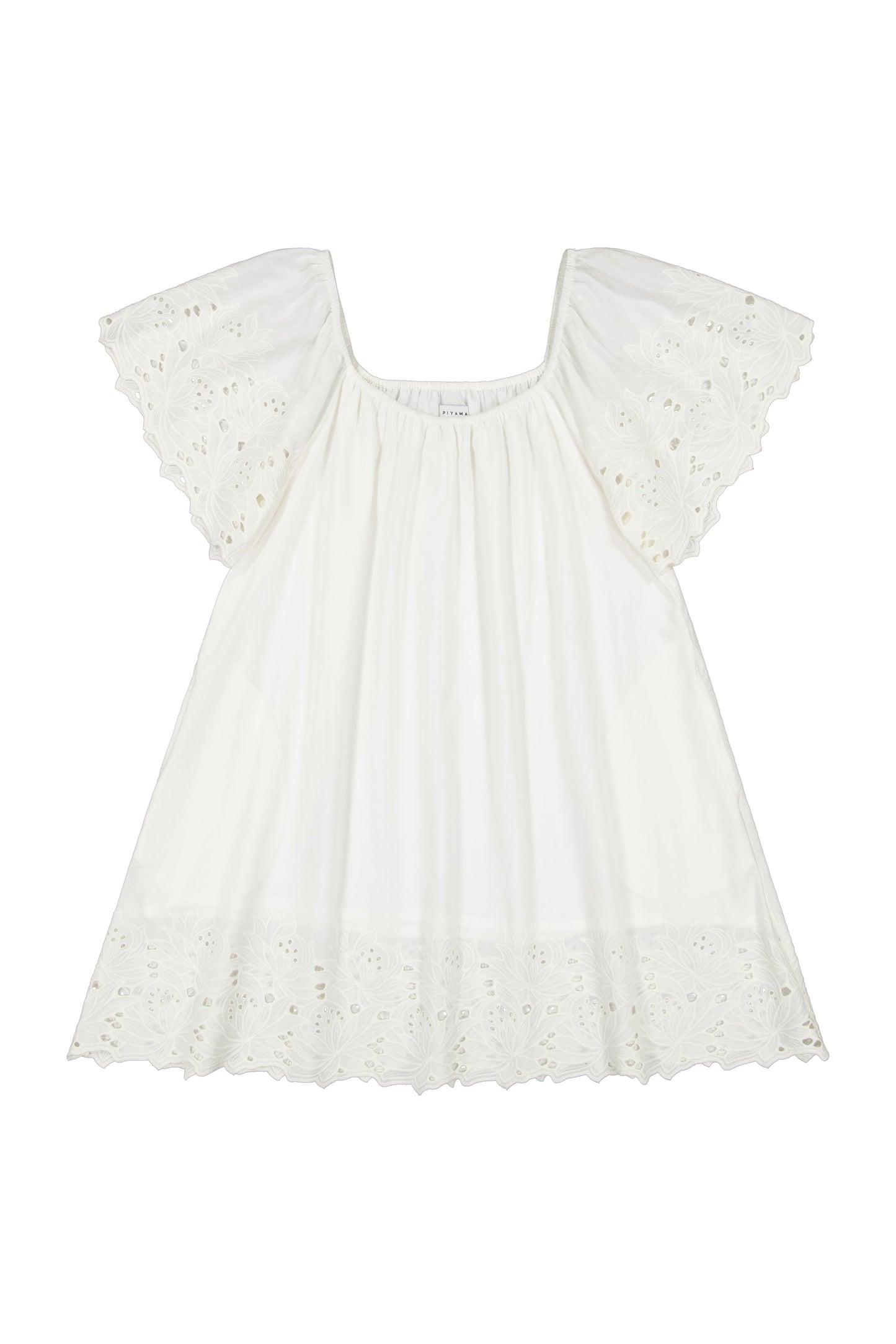 Betty Lounge Dress - Cotton Embroidery - Vanilla