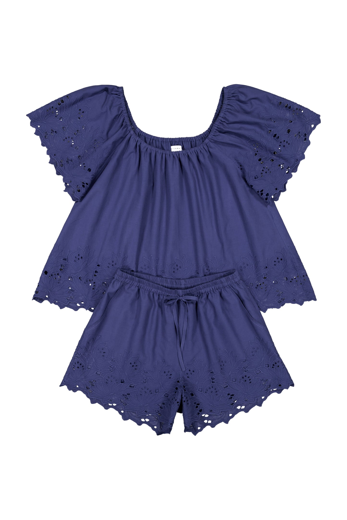 Betty Lounge Set - Cotton Embroidery - Twilight Blue