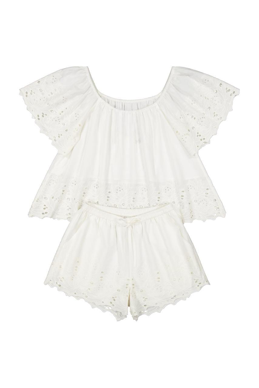 Betty Lounge Set - Cotton Embroidery - Vanilla