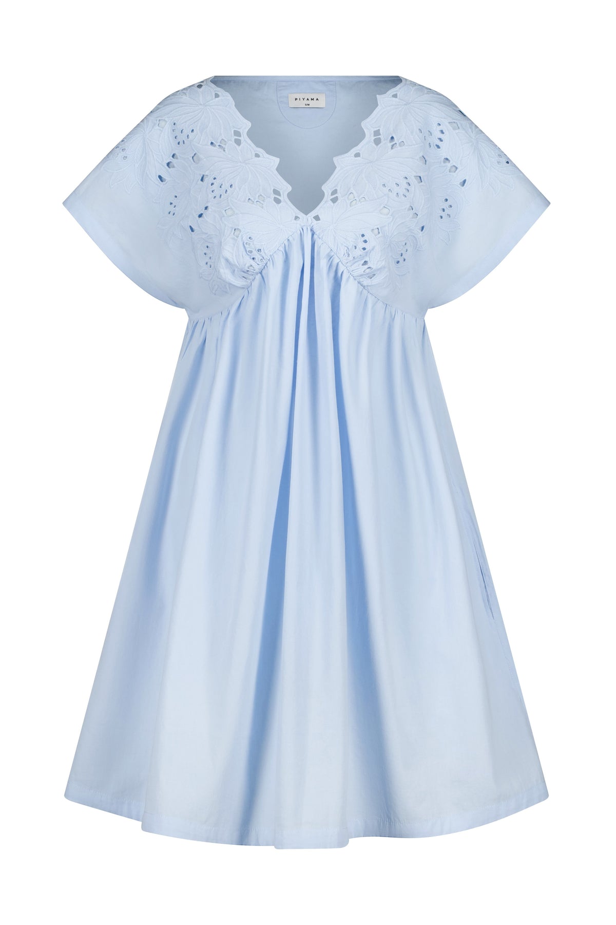 Billie Lounge Dress - Cotton Embroidery - Delicate Blue