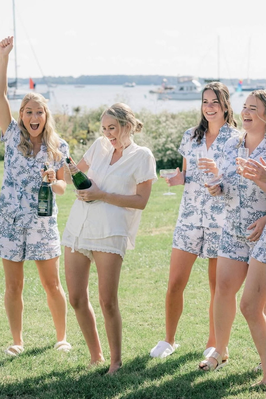 Maggie Pajama Set - Summer Toile - Aegean Blue