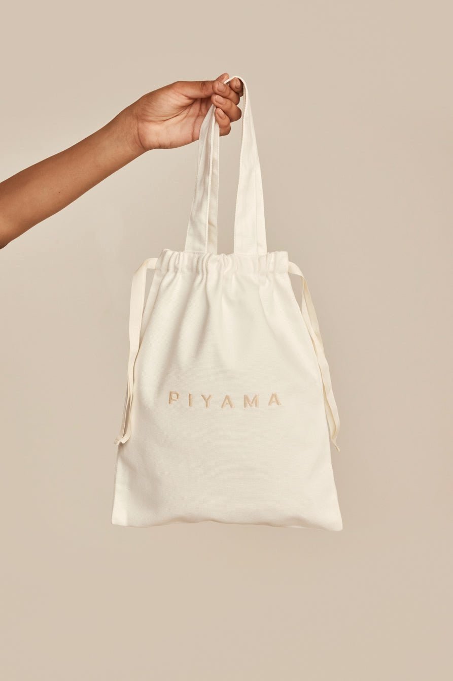 Piyama FREE GIFT - Embroidered Cotton Tote — front view