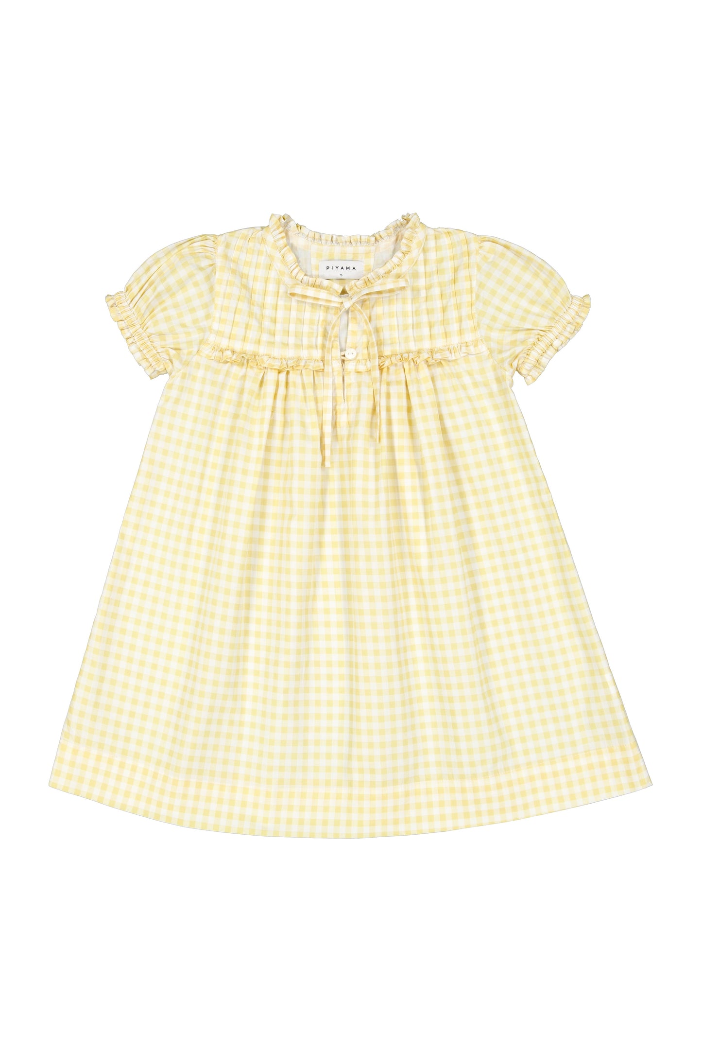 Girls Lounge Dress - Cotton - Gingham Yellow