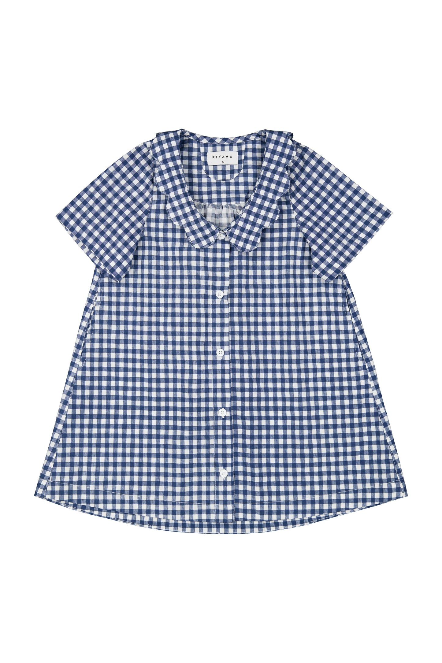 Girls Penelope Lounge Dress - Gingham Navy Blue