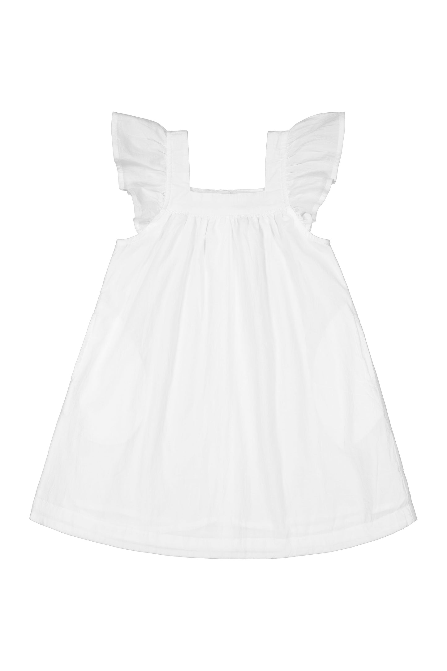 Girls Harriet Lounge Dress - White Washed Cotton