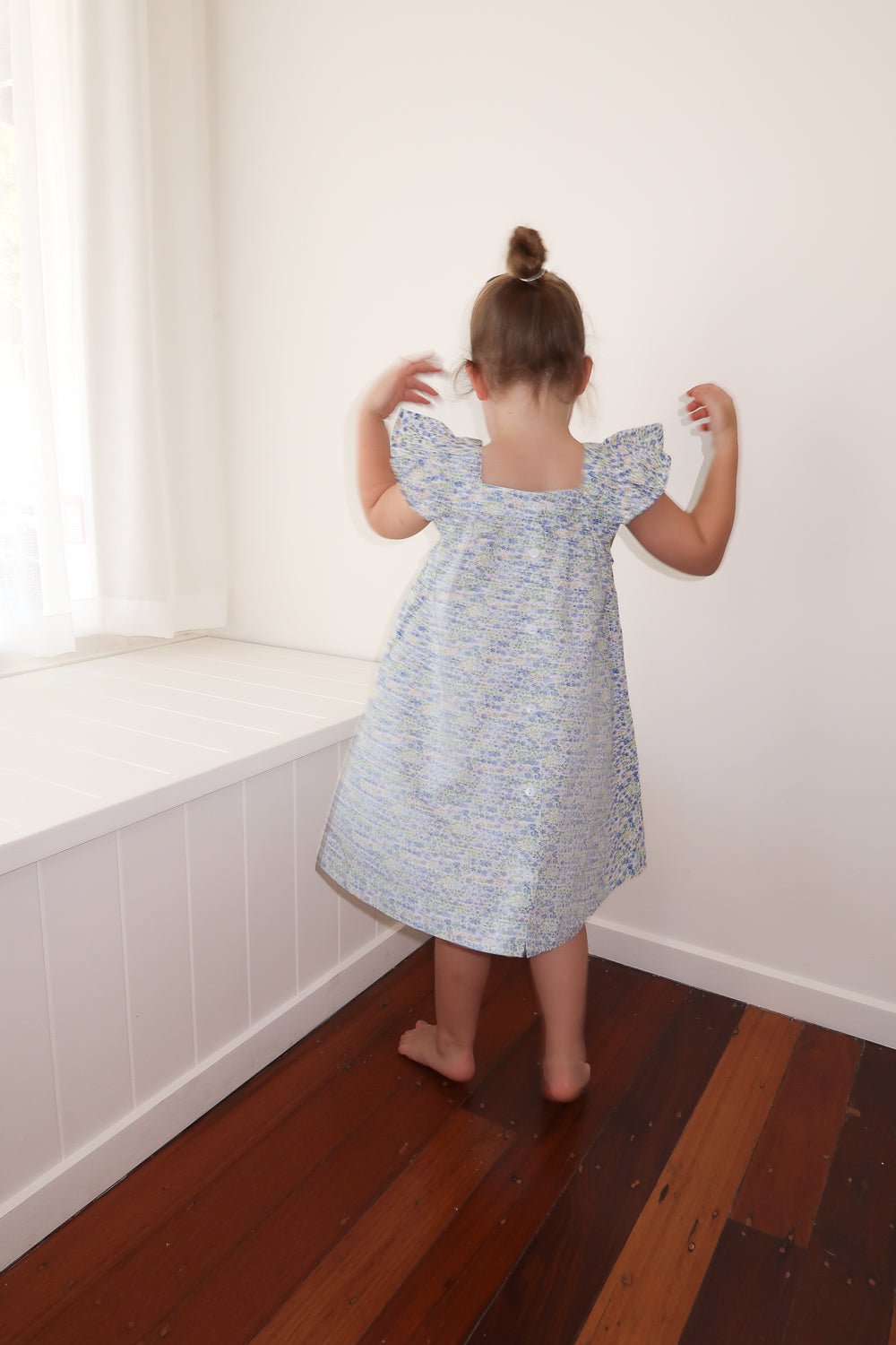 Harriet Lounge Dress - Cotton - Floret Blue