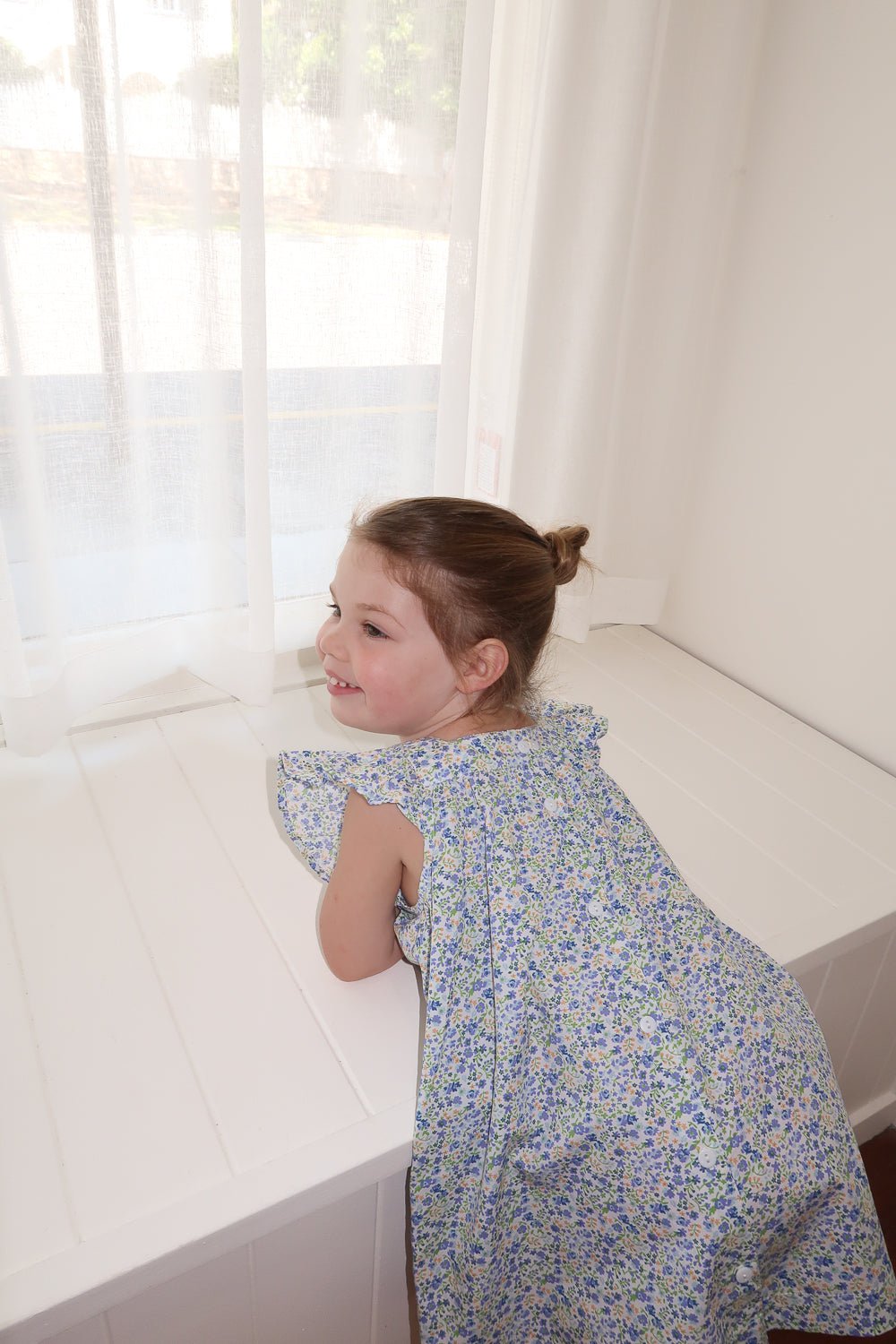 Harriet Lounge Dress - Cotton - Floret Blue