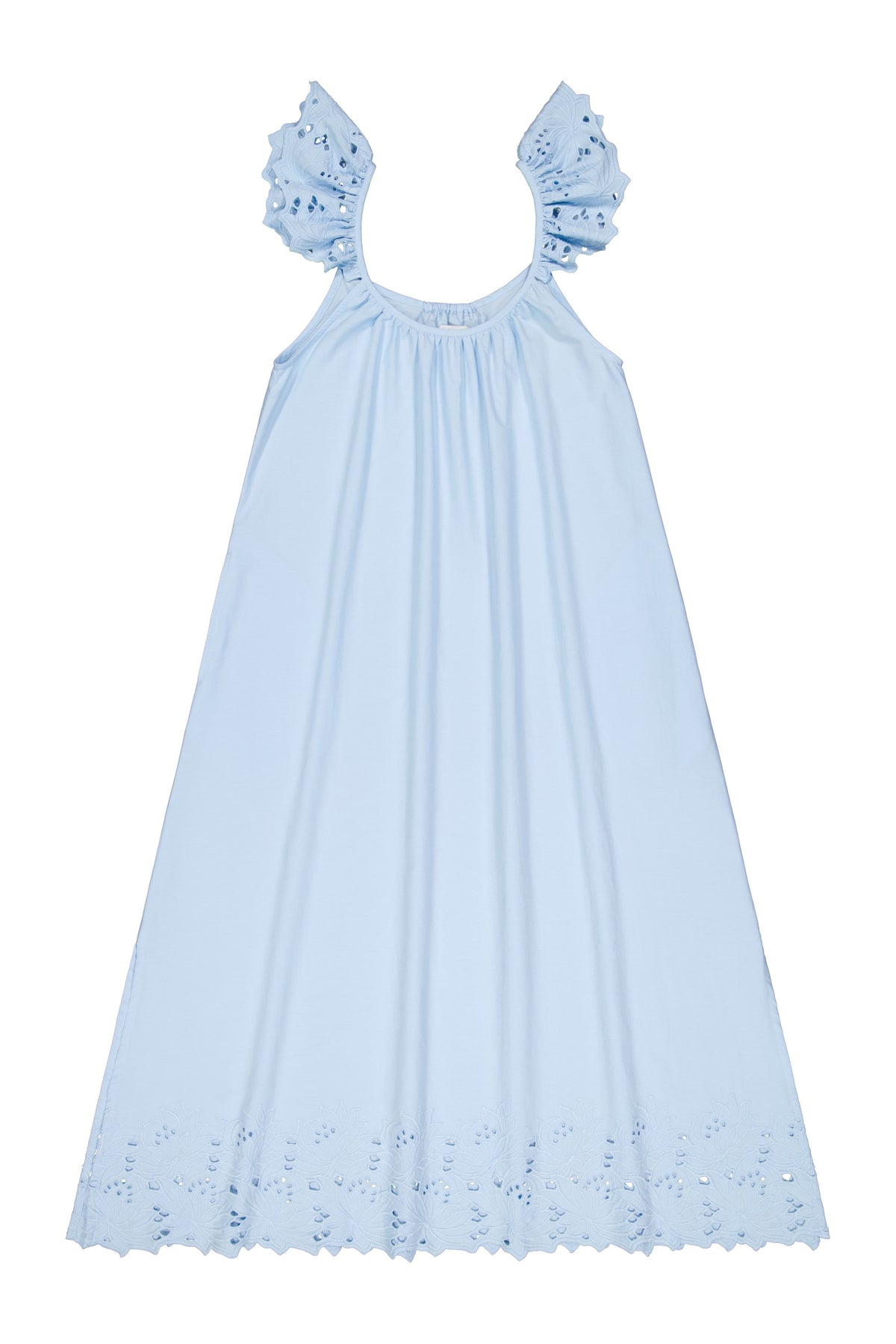 Indah Lounge Dress - Cotton Embroidery - Delicate Blue