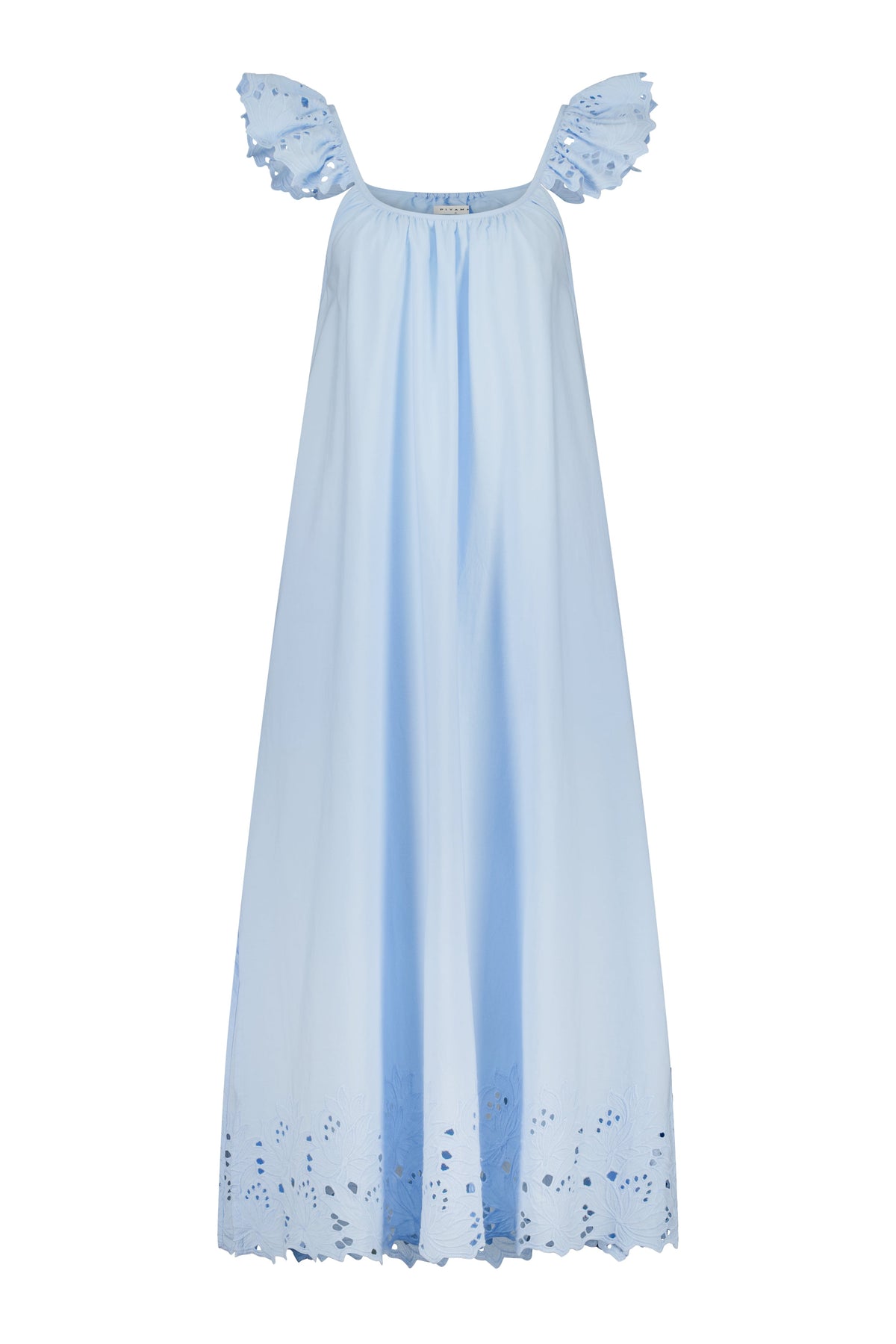 Indah Lounge Dress - Cotton Embroidery - Delicate Blue