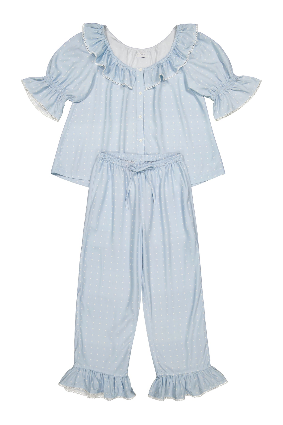 Jemima Sleep Set - Pants - ECOVERO™ - Milky Blue Dot