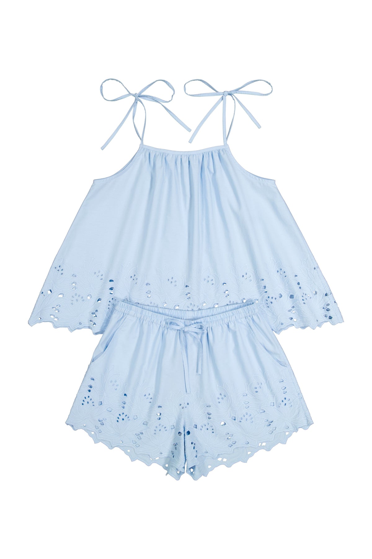 Lucy Lounge Set - Cotton Embroidery - Delicate Blue