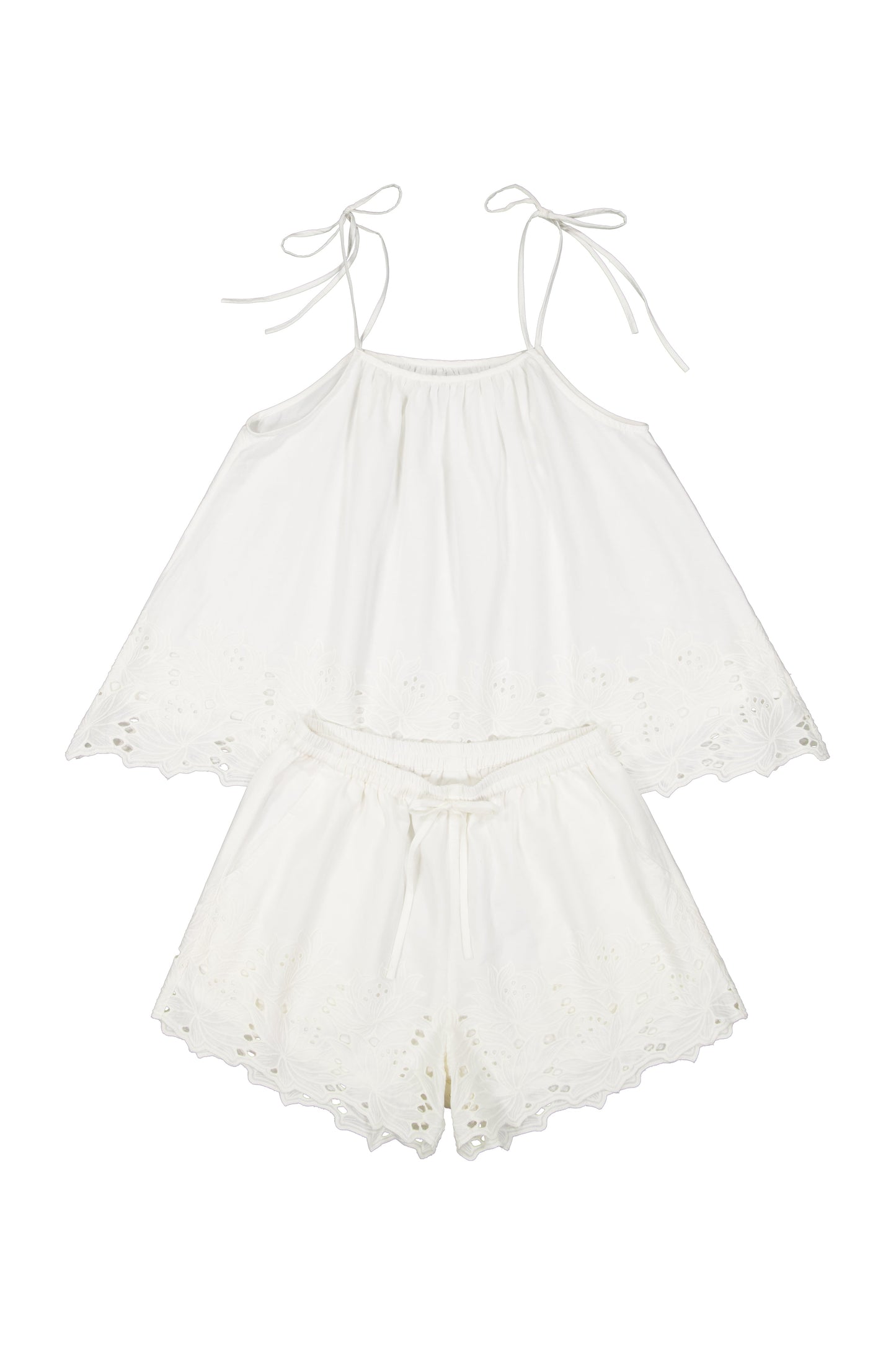Lucy Lounge Set - Cotton Embroidery - Vanilla