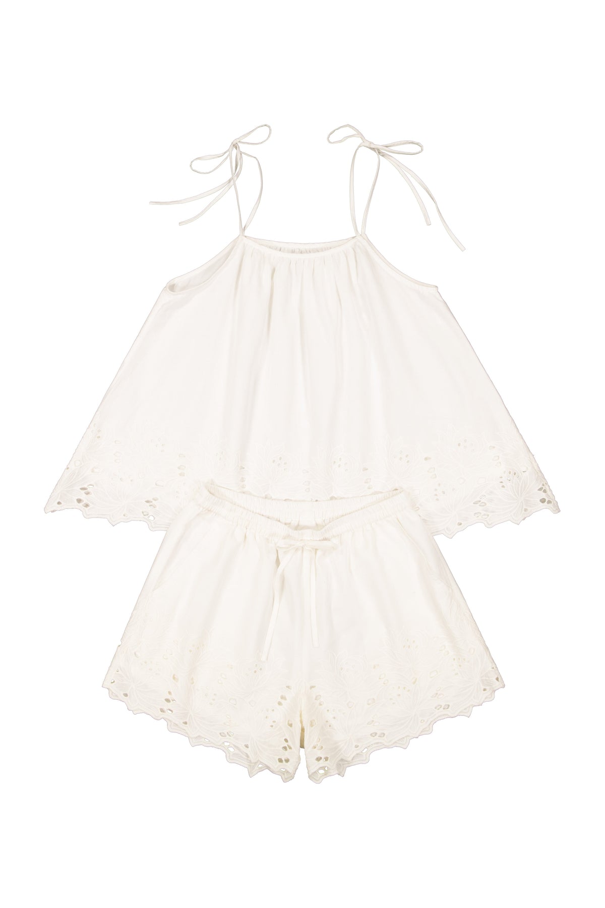 Lucy Lounge Set - Cotton Embroidery - Vanilla
