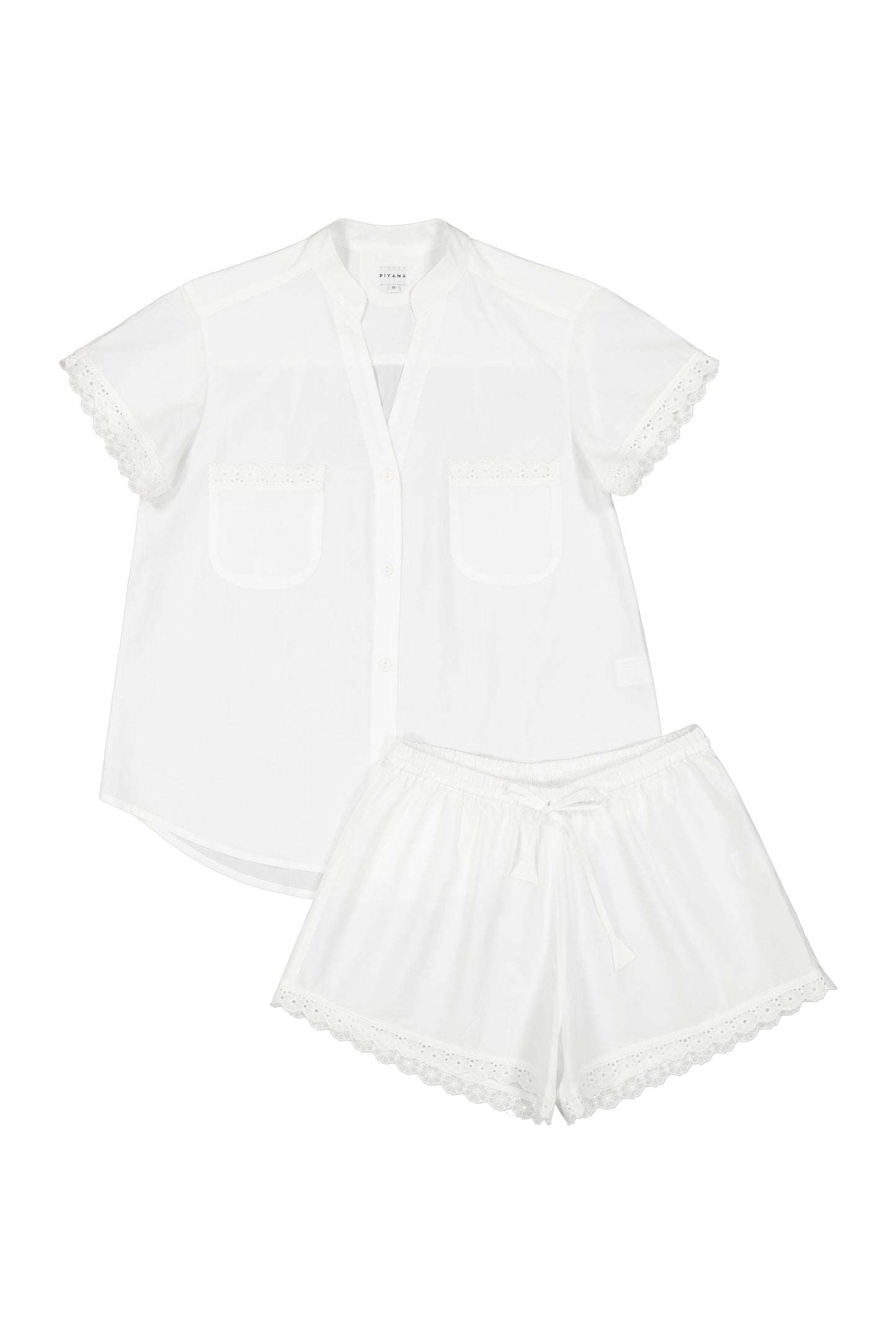 Maggie Pyjama Set - Bridal - Cotton Modal - Off White + Daisy Trim