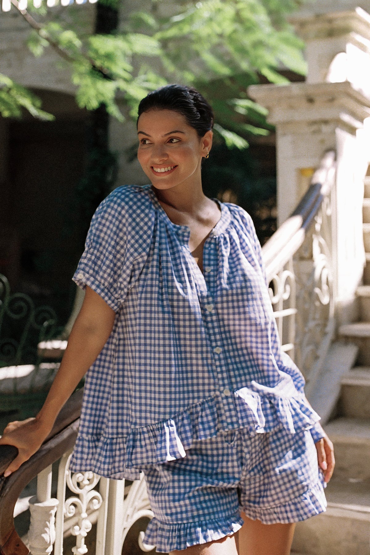 Sophie Sleep Set - Gingham - French Blue