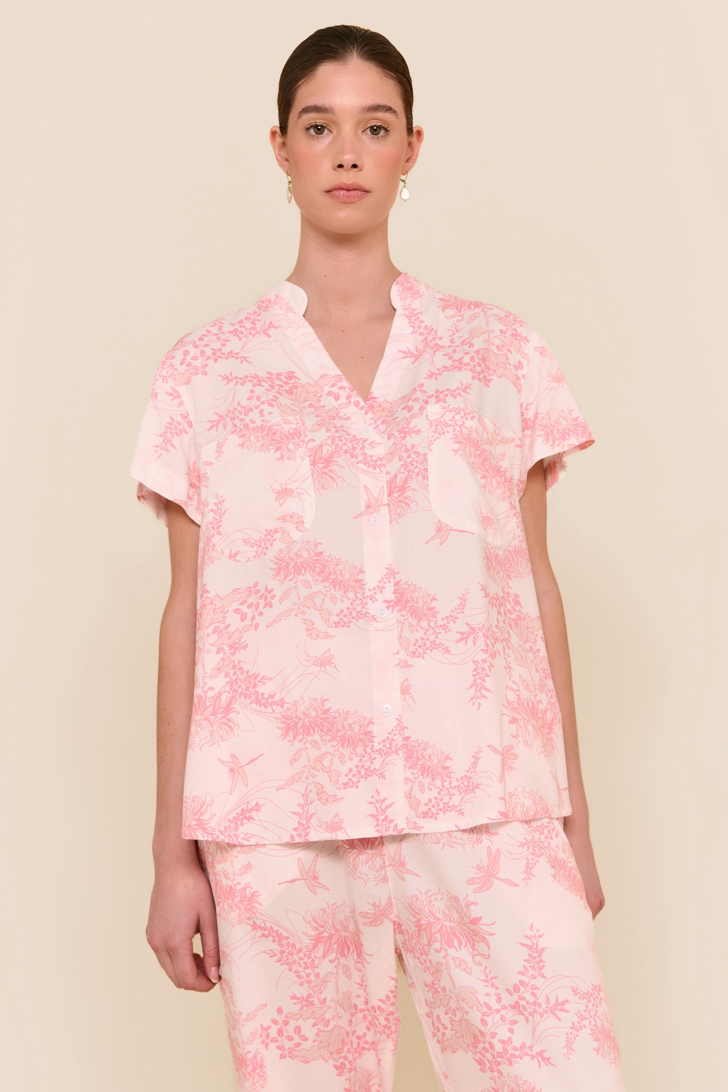 Maggie Pyjama Set - Long Pants - Summer Toile - Pink