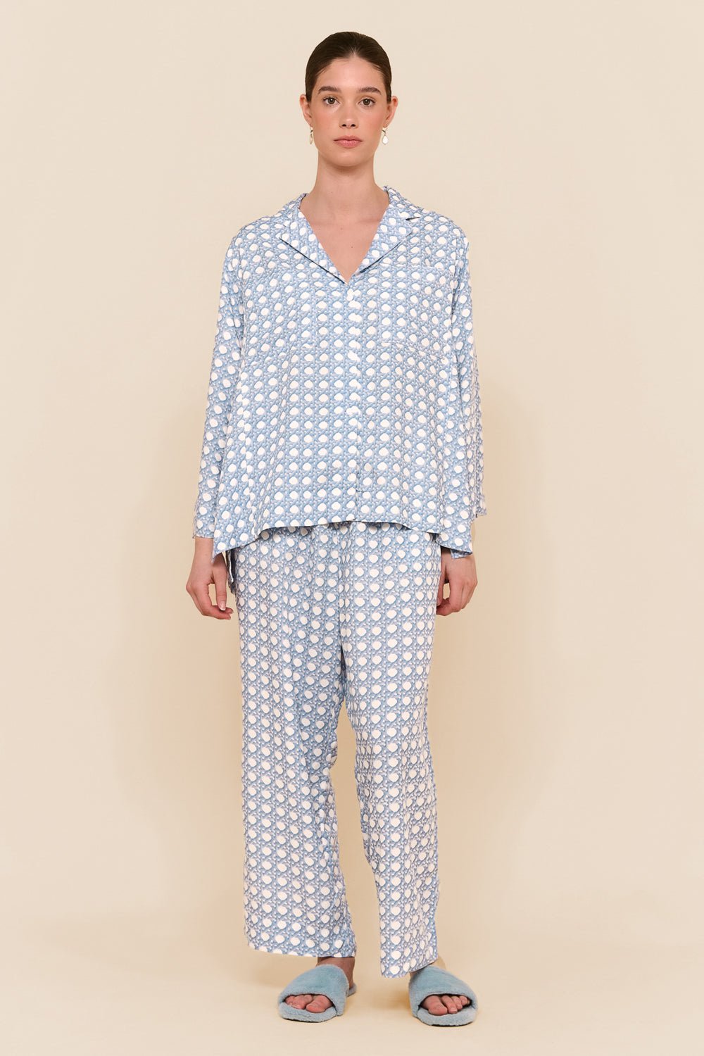 Peta Sleep Set - Long - ECOVERO™ - Rattan - Cornflower Blue