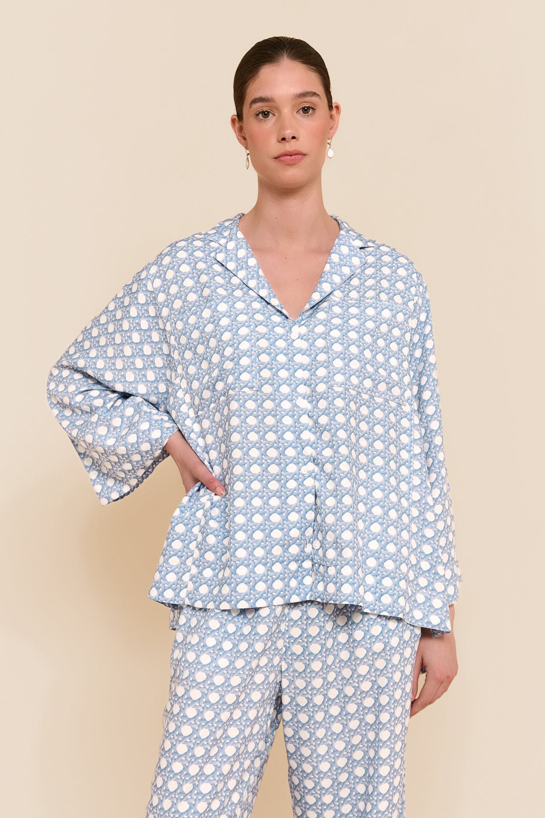 Peta Sleep Set - Long - ECOVERO™ - Rattan - Cornflower Blue