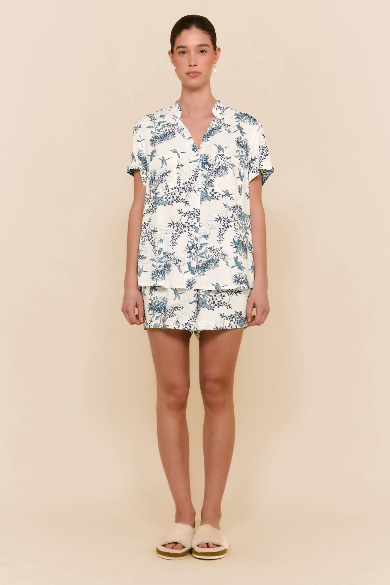 Maggie Pajama Set - Summer Toile - Aegean Blue