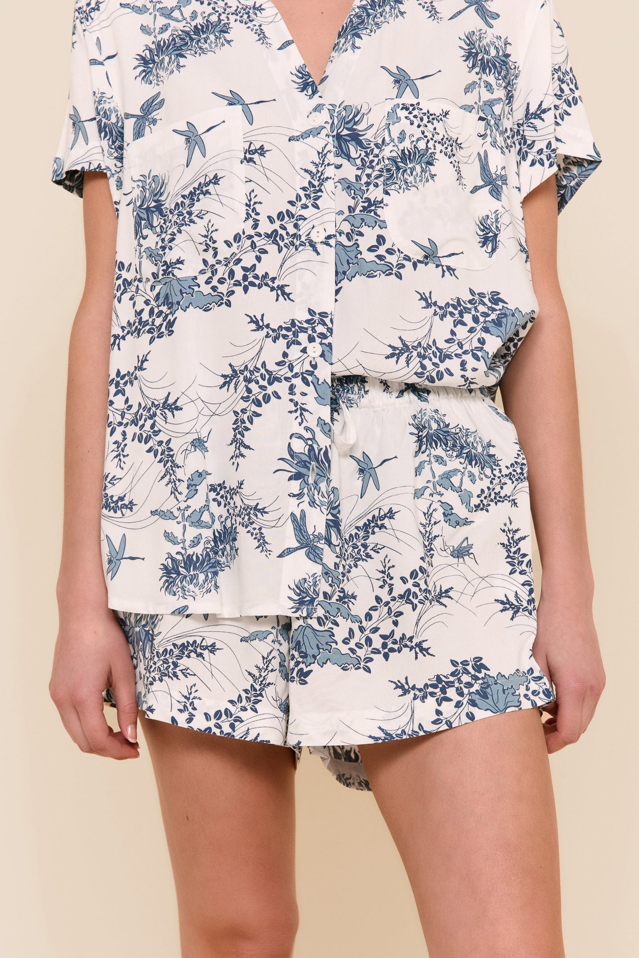 Maggie Pajama Set - Summer Toile - Aegean Blue