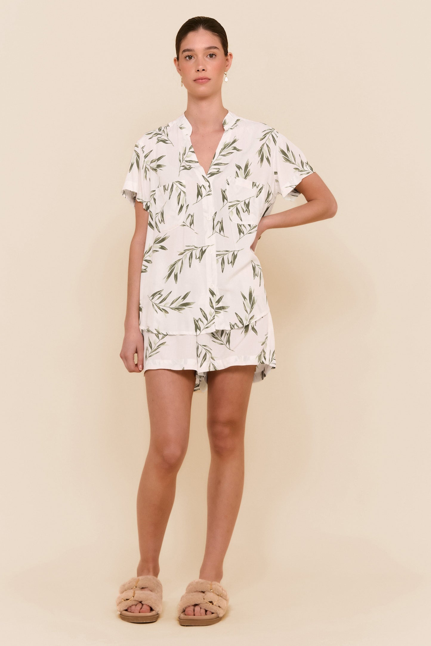 Maggie Pajama Set - Olive Leaf