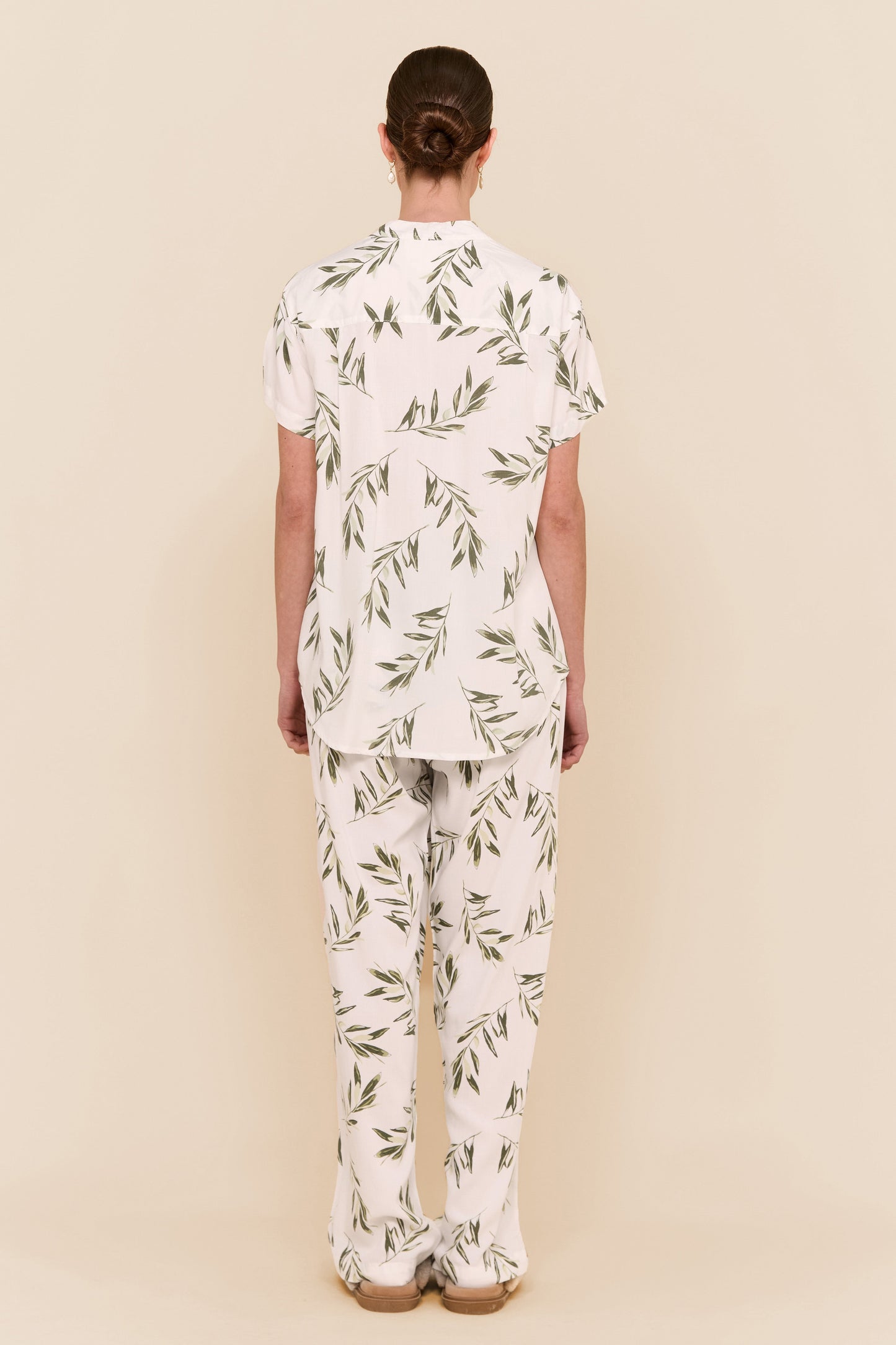 Maggie Pajama Set - Long Pants - Olive Leaf