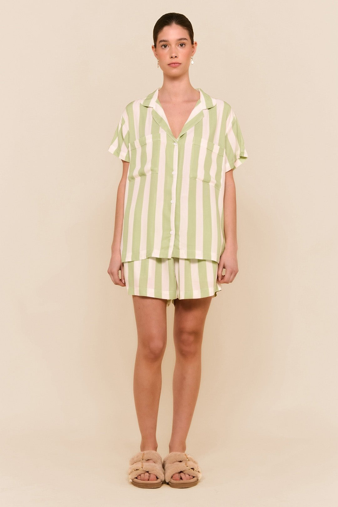 Abigail Sleep Set - Stripe - Margarita Green